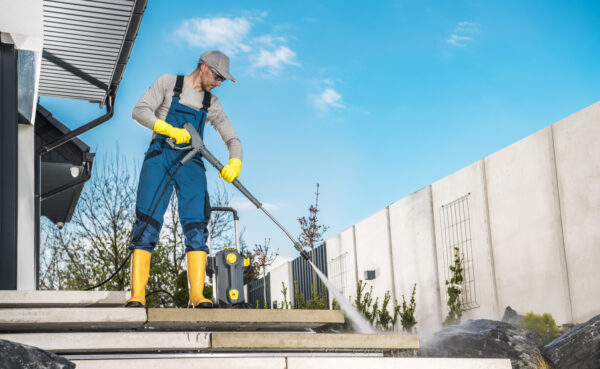 Für optimale Ergebnisse beim Verputzen oder Streichen beginnen Sie mit einer gründlichen Reinigung der Waschbetonplatten mithilfe eines Hochdruckreinigers, um Schmutz und Ablagerungen zu entfernen.