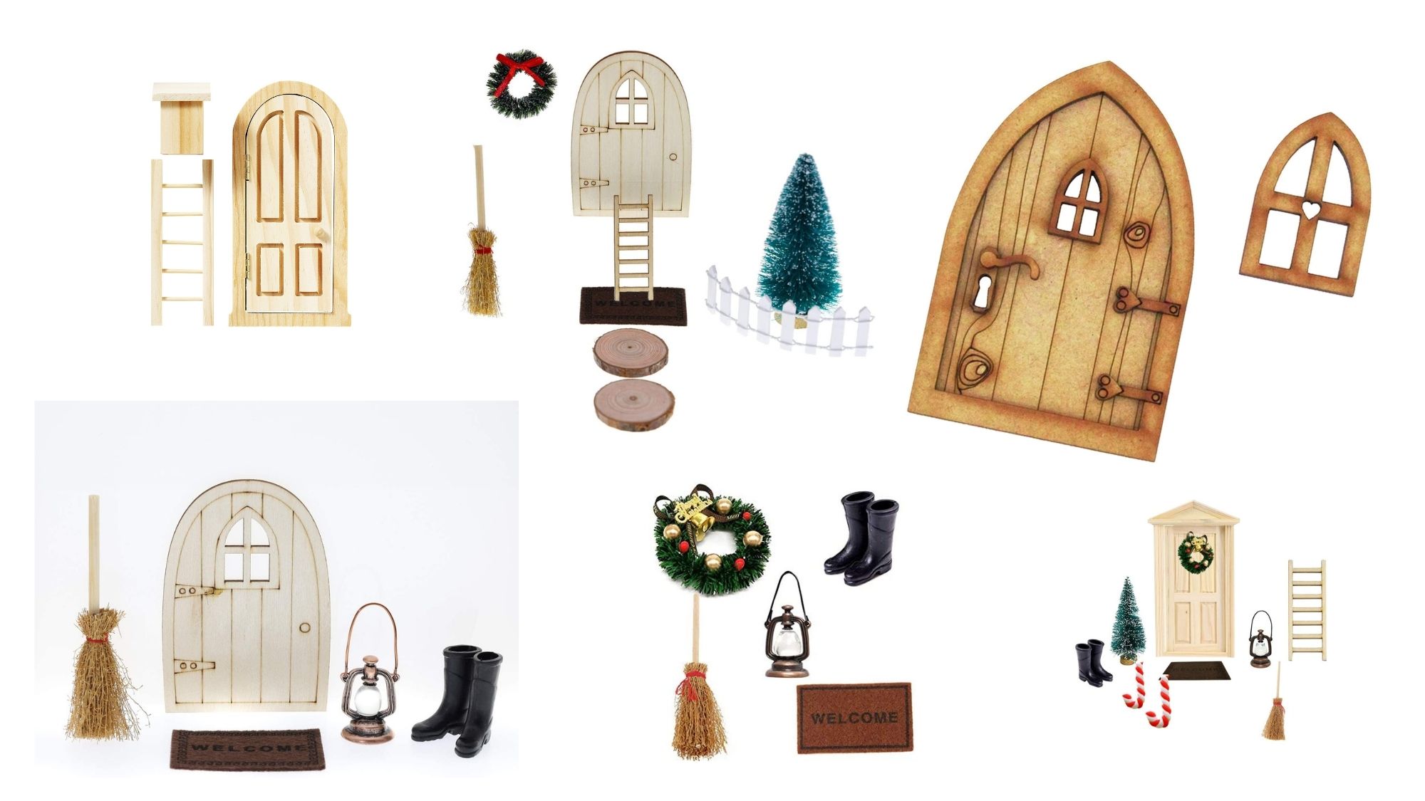 LFKJUMY Wichteltür Weihnachten Set Mini Puppenhaus Zubehör Garten Weihnachtsdekoration DIY Mini Weihnachts Set. Color 2 