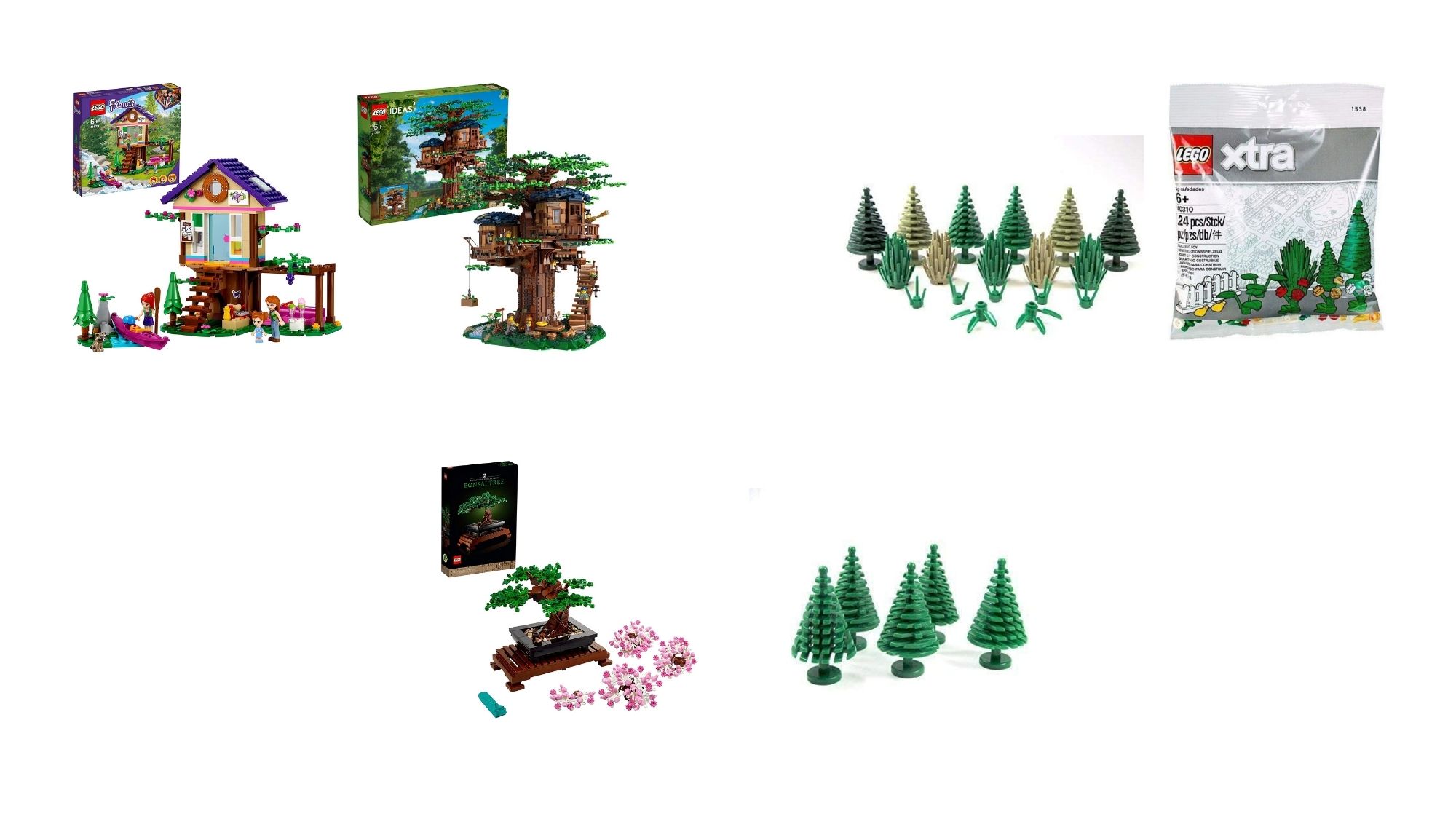 Baum Busch Tannenbaum grün Wald für LEGO® Landschaftsbau Custom Grünzeug 7 tlg 