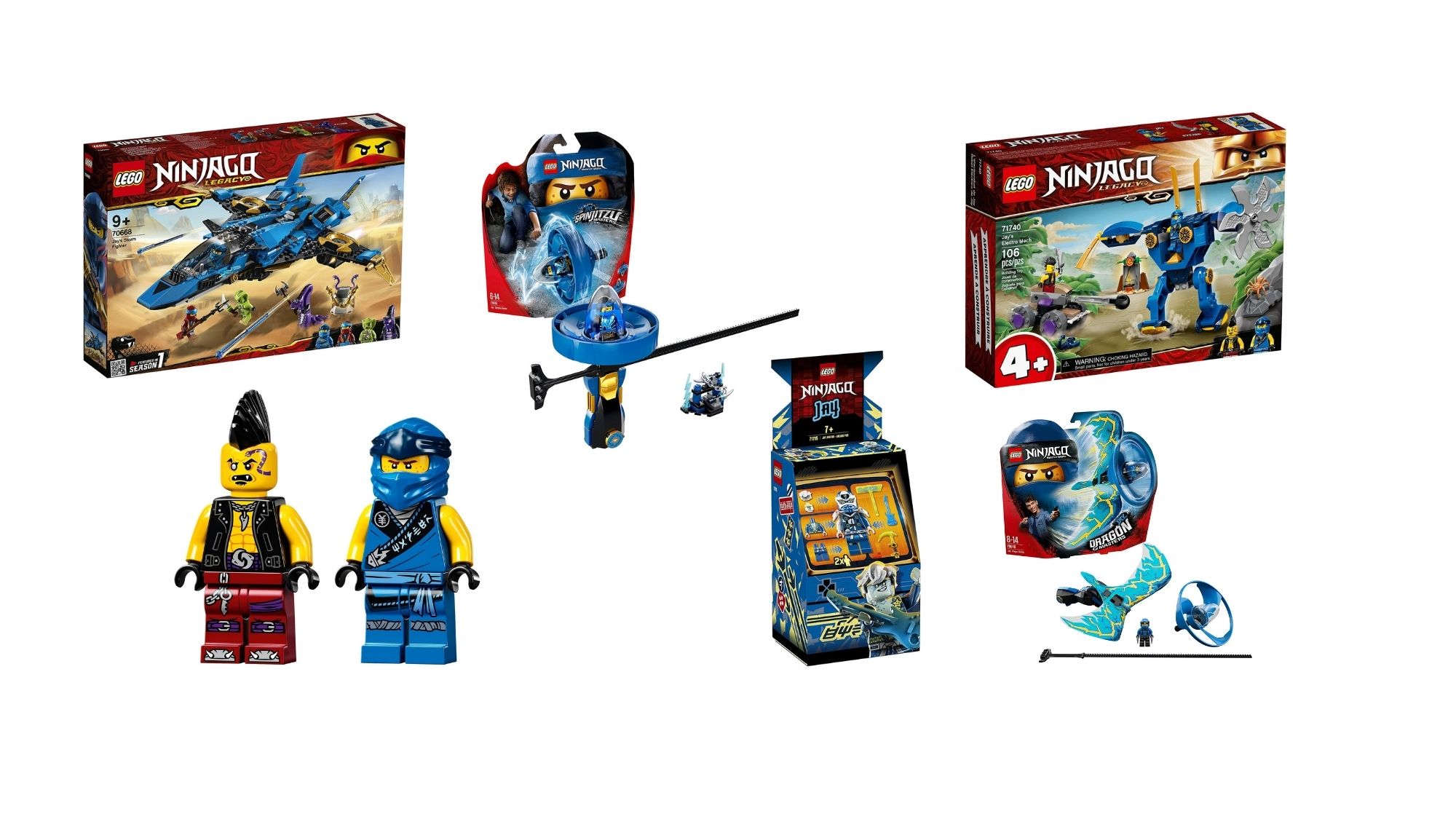 LEGO NINJAGO Figur JAY blau mit Ketten Spieß Waffe Masters of Spinjitzu 