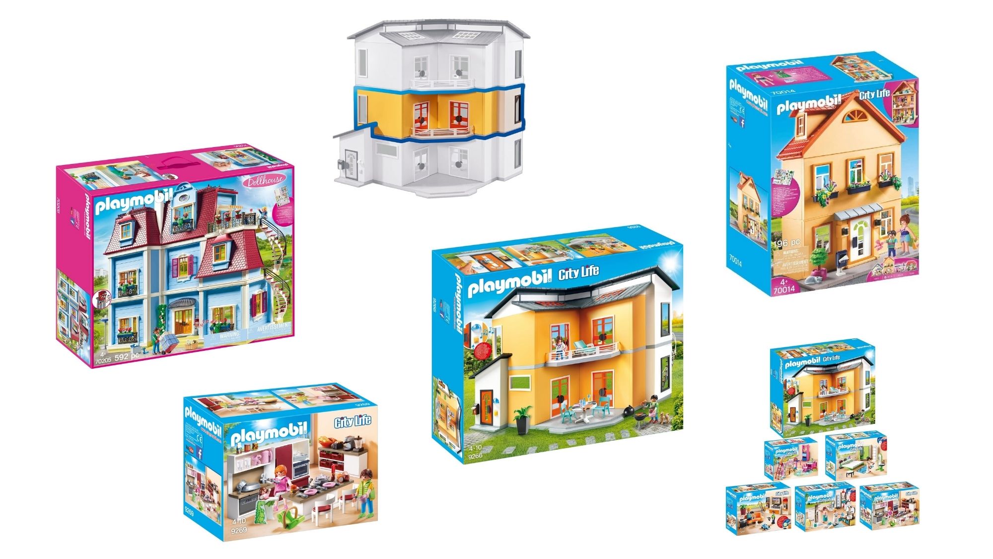 PLAYMOBIL® Modernes Wohnhaus Komplettset: 9266 9268 9269 9271 70988 70989  neu