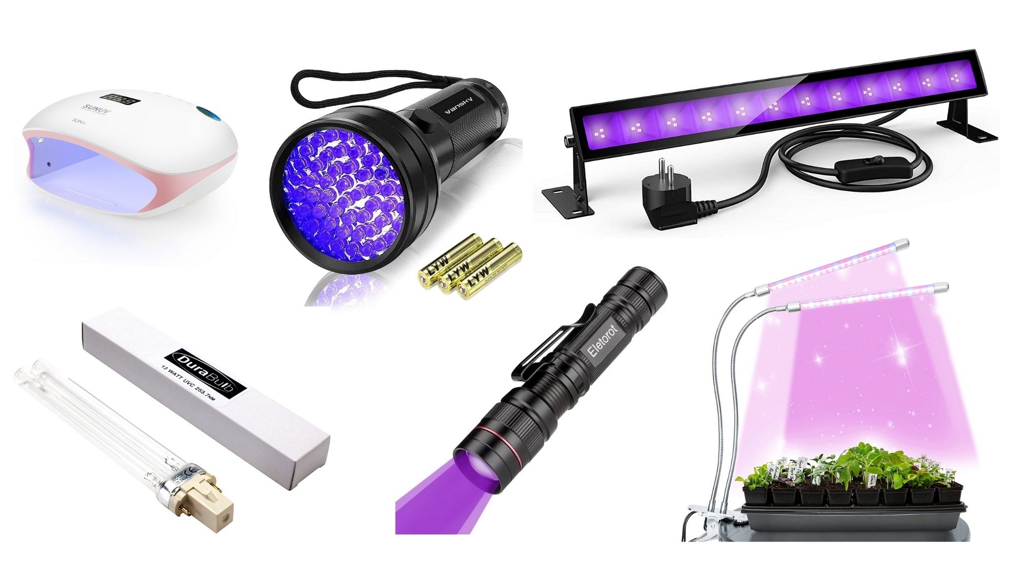 ultraviolett/weiß QuiqLiteTM X-UV Hand-Frei Akku-LED-Lampe schwarzlicht 