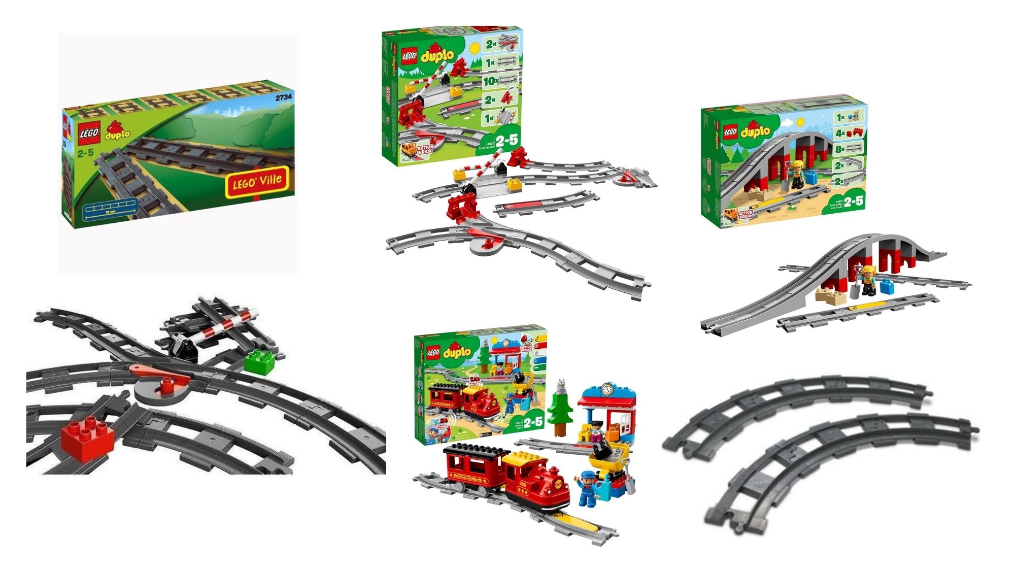 Lego Duplo Eisenbahn Erweiterungs-Set 20 gerade Schienen dunkelgrau 