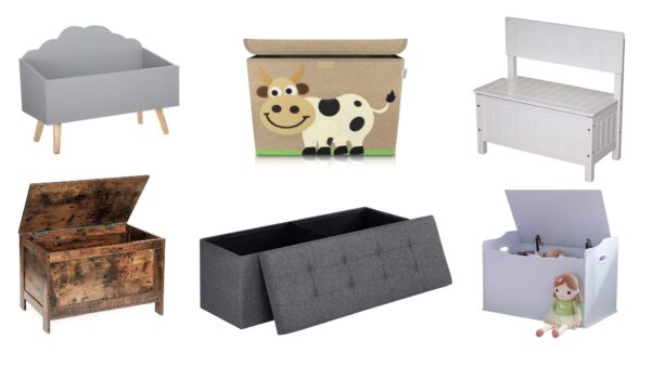 Spieltruhe aus Holz inkl Motorikspielzeuge Kiste Truhe Spielzeug für Kinder Neu 