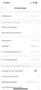 Einstellungen der App