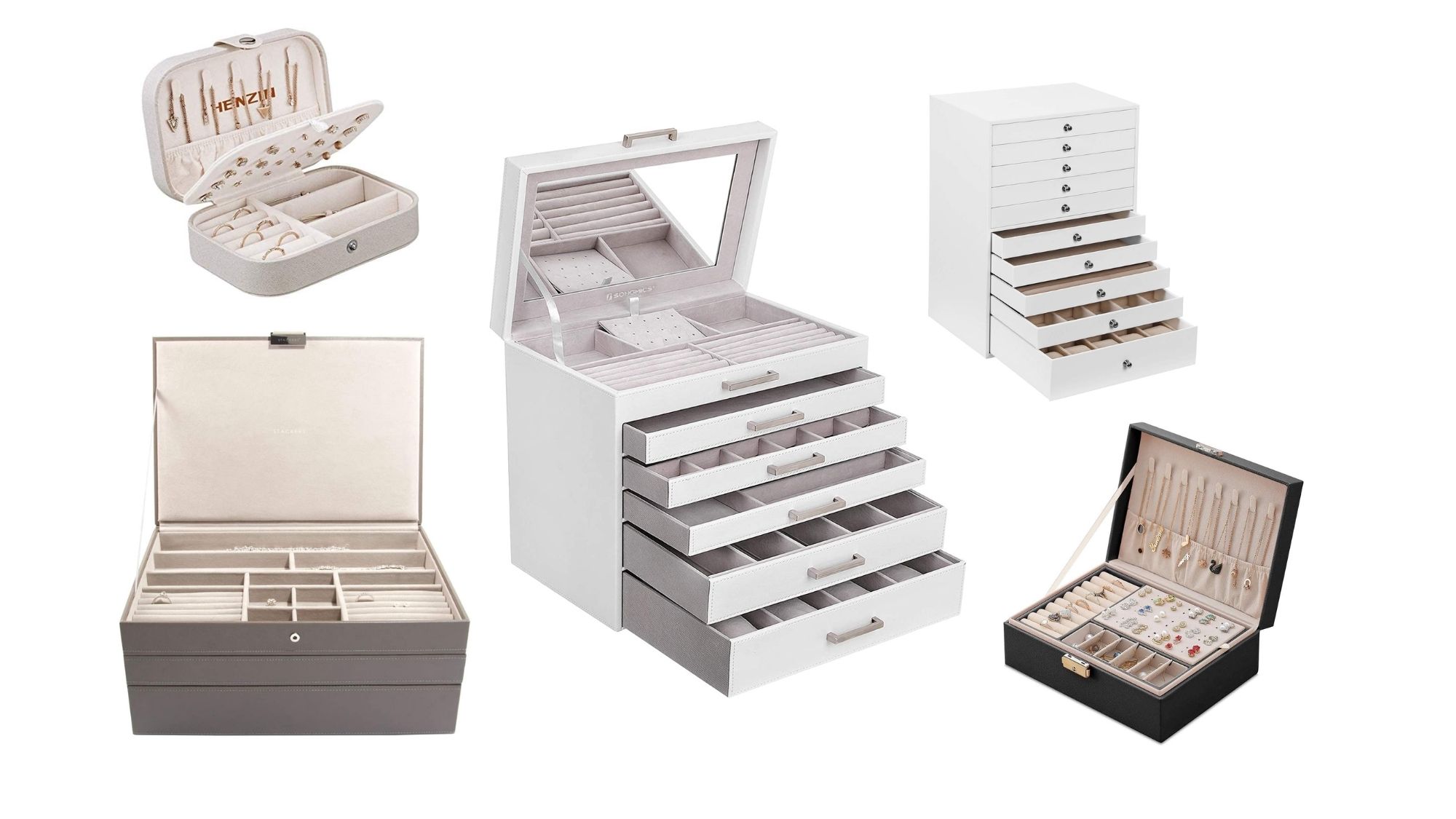 Schmuckkasten 2 Schicht Schmuckkoffer Schmuckkästchen Schmuckbox Jewelry Box DE 
